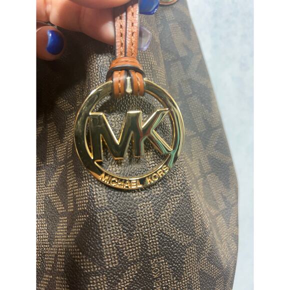 MICHAEL Michael Kors Brown Signature Coated Canvas Drawstring Shoulder Bag - Picture 7 of 16